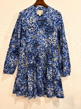 STS Sail to Sable Blue Floral Tiered Tunic Dress XS